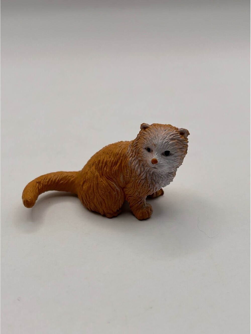 Orange Tabby Longhair Cat Figurine Seated China Marked Miniature